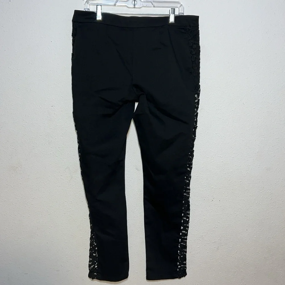 Venus Womens Black Pullon Open Lace Trim Pants Size 14